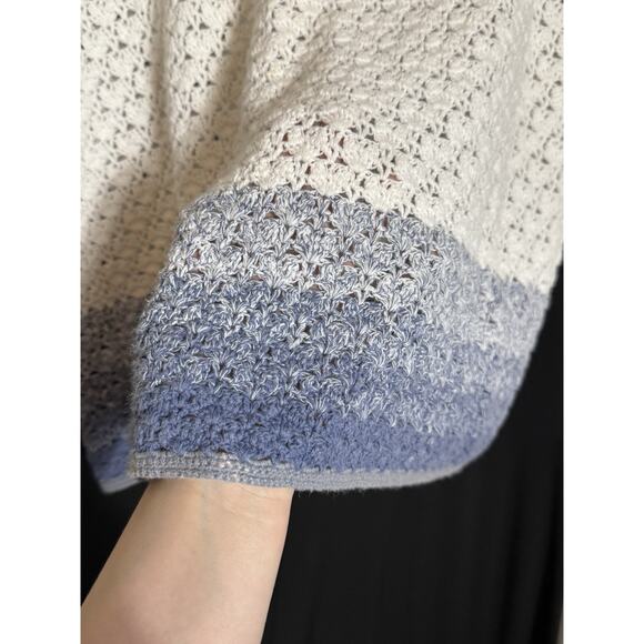 Norton McNaughton Crochet Tank Top Blue/White Coverup Fishermman Open Knit boho - Picture 6 of 8